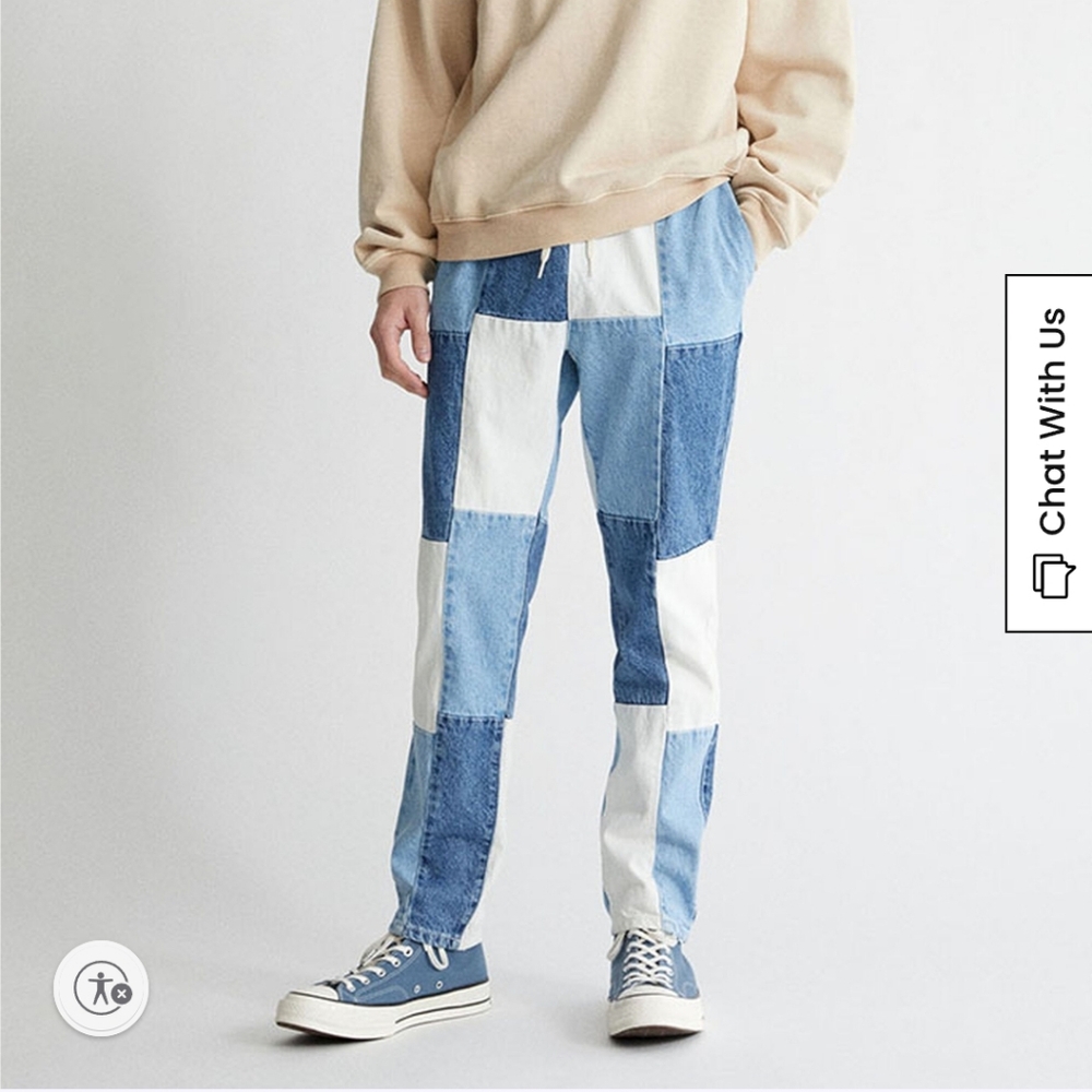 Pacsun Jeans Womens Patch Work  Mixed  Denim Coloblock size slim M